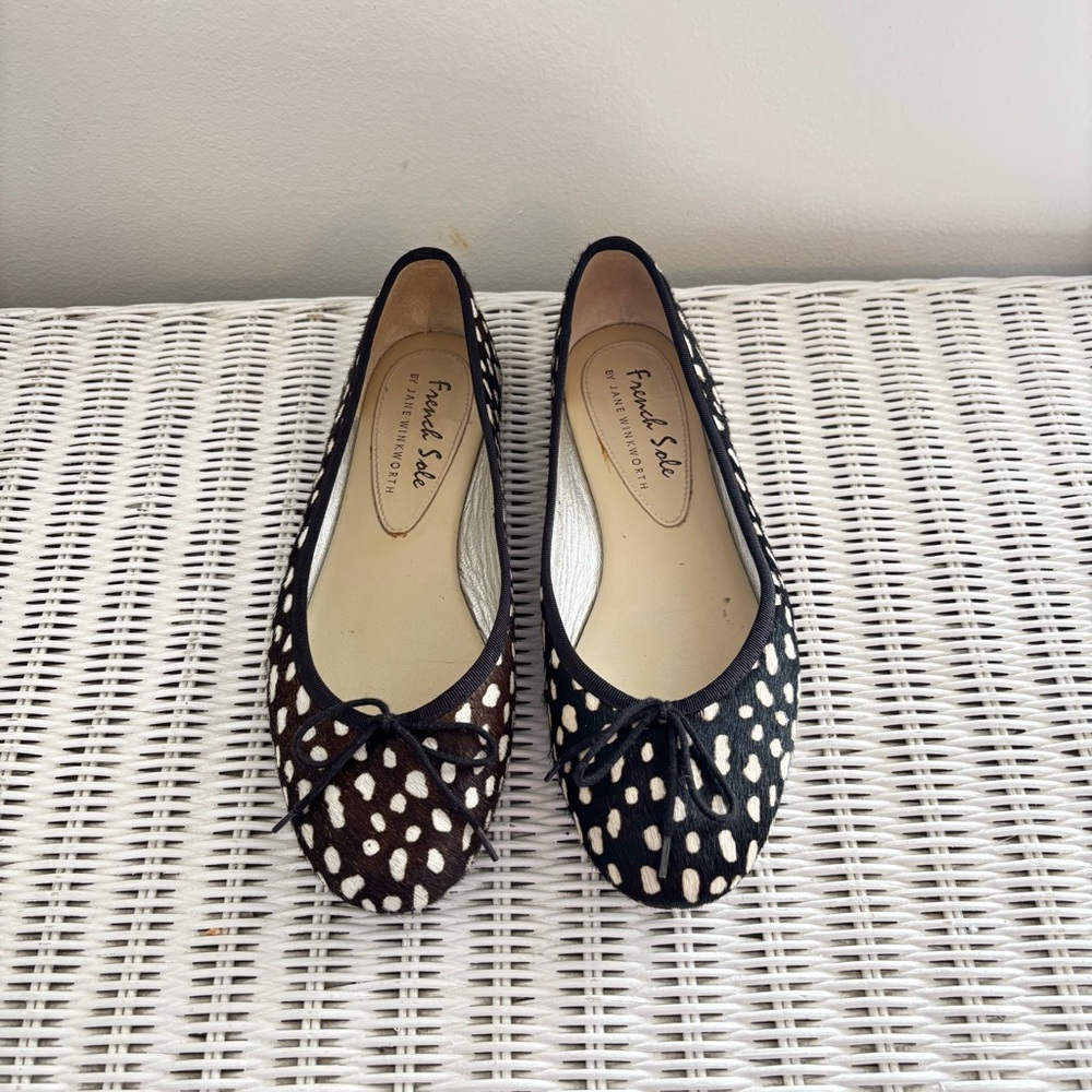 French Sole Fur Polka Dot Flats